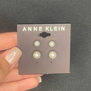 Anne Klein White Pearl Earring Set